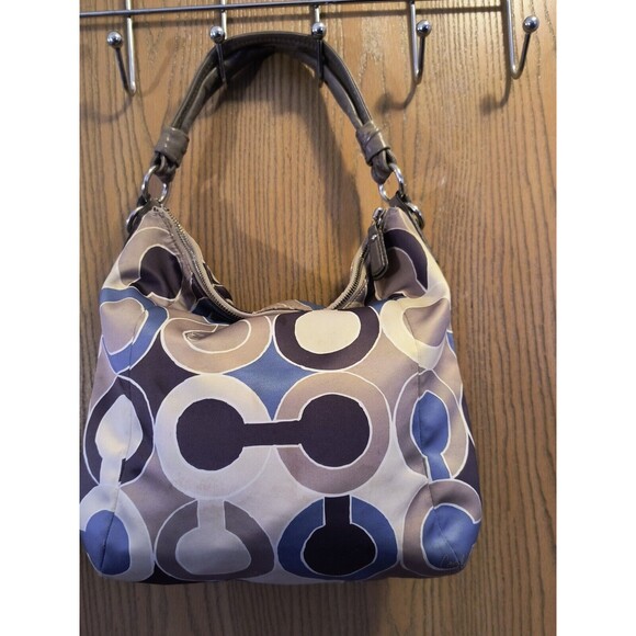 Coach Kristin 16494 Shoulder Bag Blue Brown Cream No Crossbody Strap - Picture 2 of 16